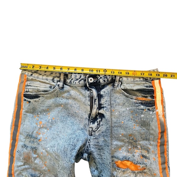 Smoke Rise Jeans Men's 40x32 Moto Pants Distressed Acid Wash Paint Splatter Y2K - Picture 5 of 12